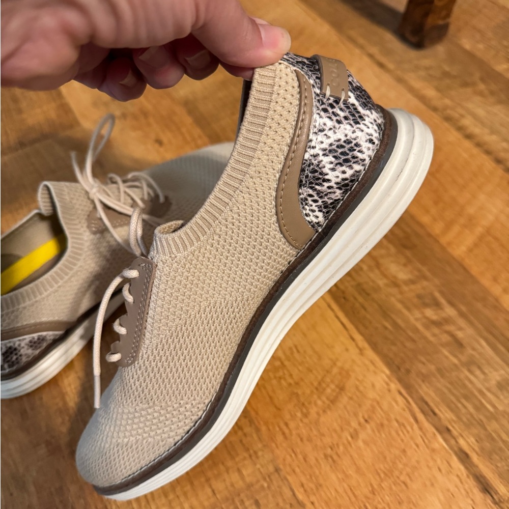 Stylish Beige and Animal Print Women's Sneakers